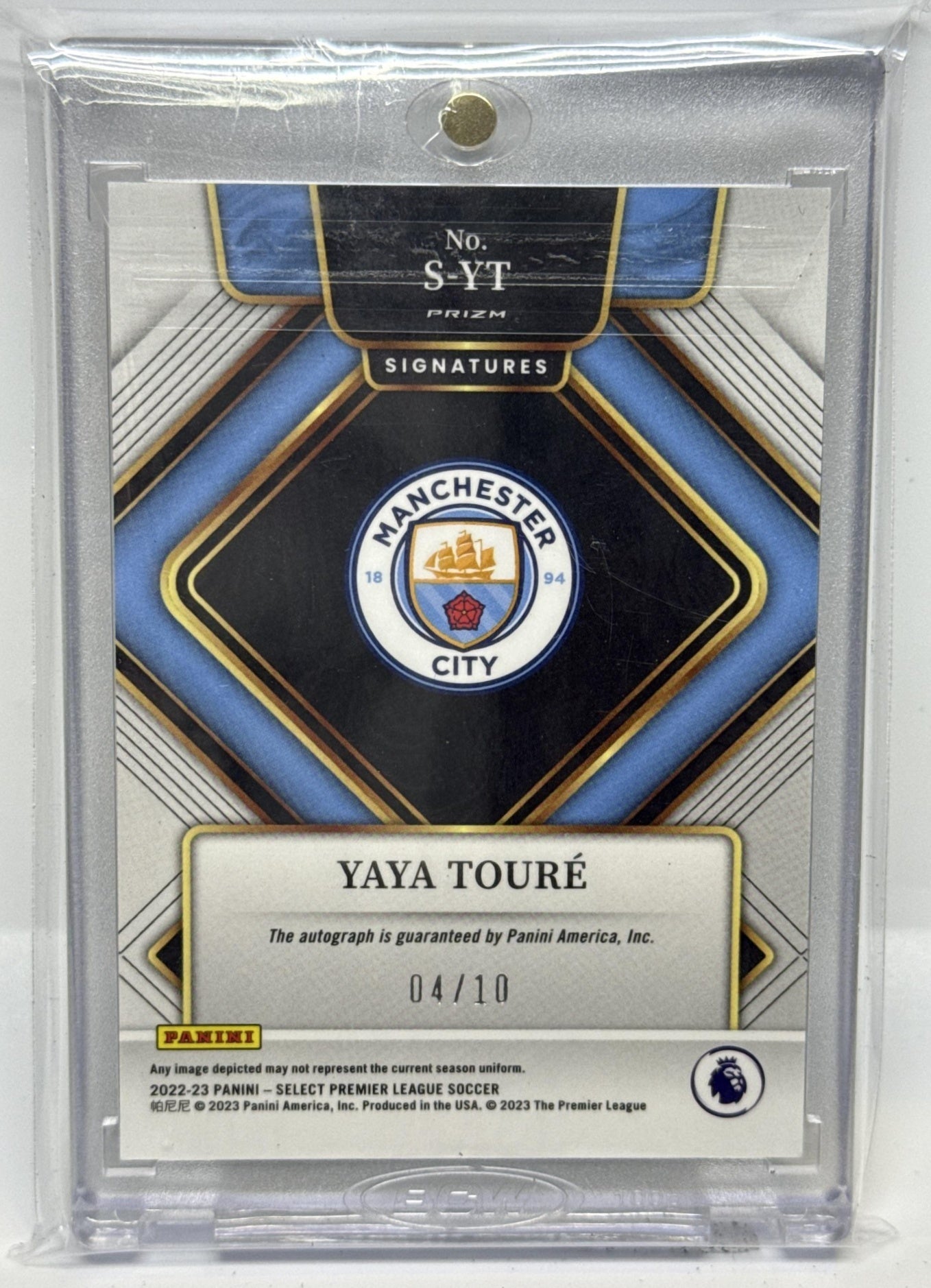 Yaya Toure Panini Select PL 2022-23 Signatures Gold /10 Auto Manchester City