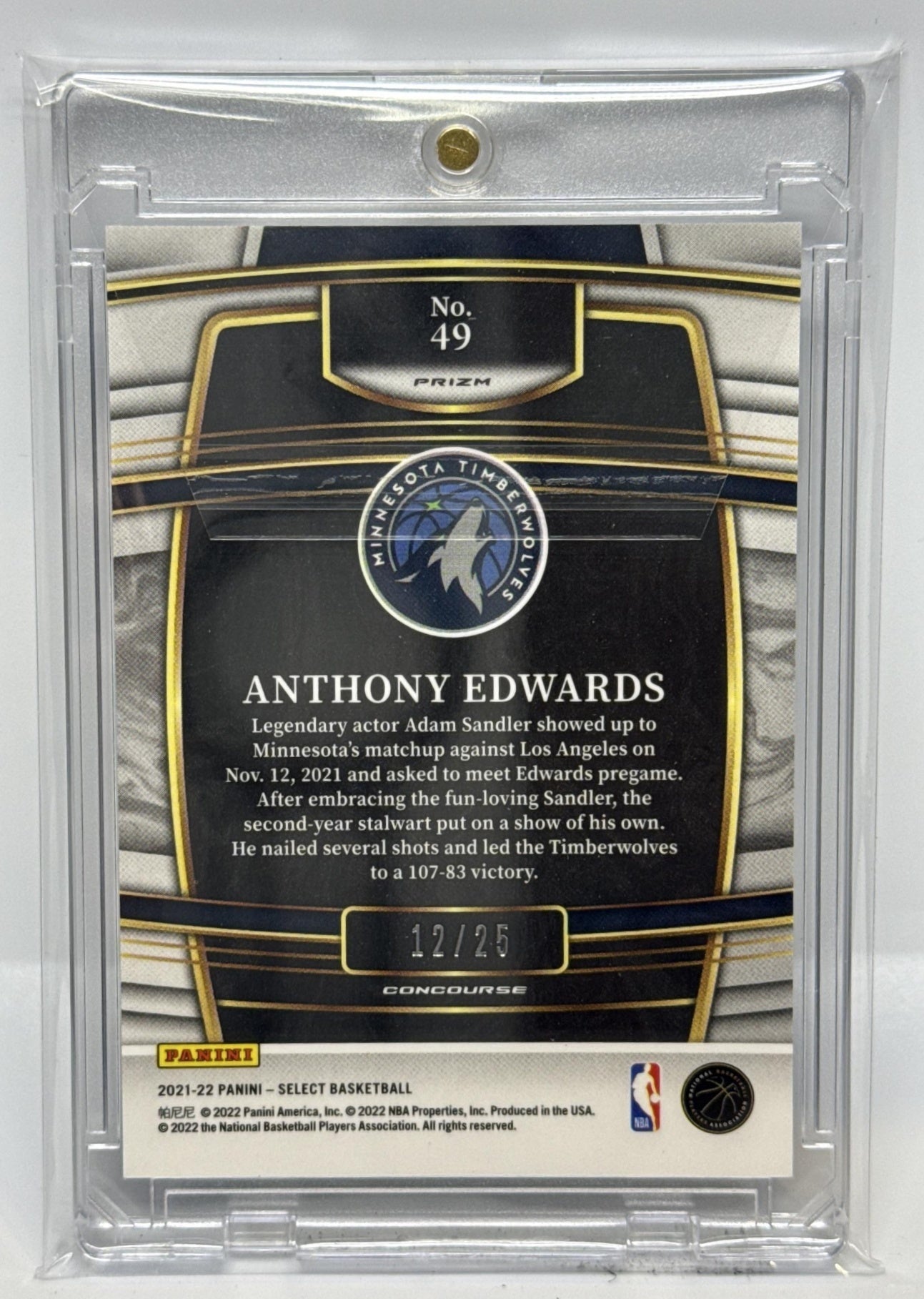 Anthony Edwards Panini Select 2021-22 Blue Disco /25 Minnesota Timberwolves