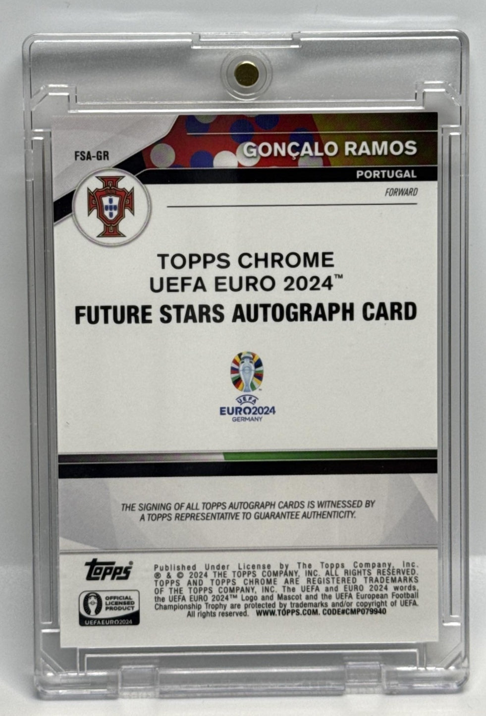 Goncalo Ramos Topps Chrome UEFA Euro 2023-24 Orange Refractor /25 Auto