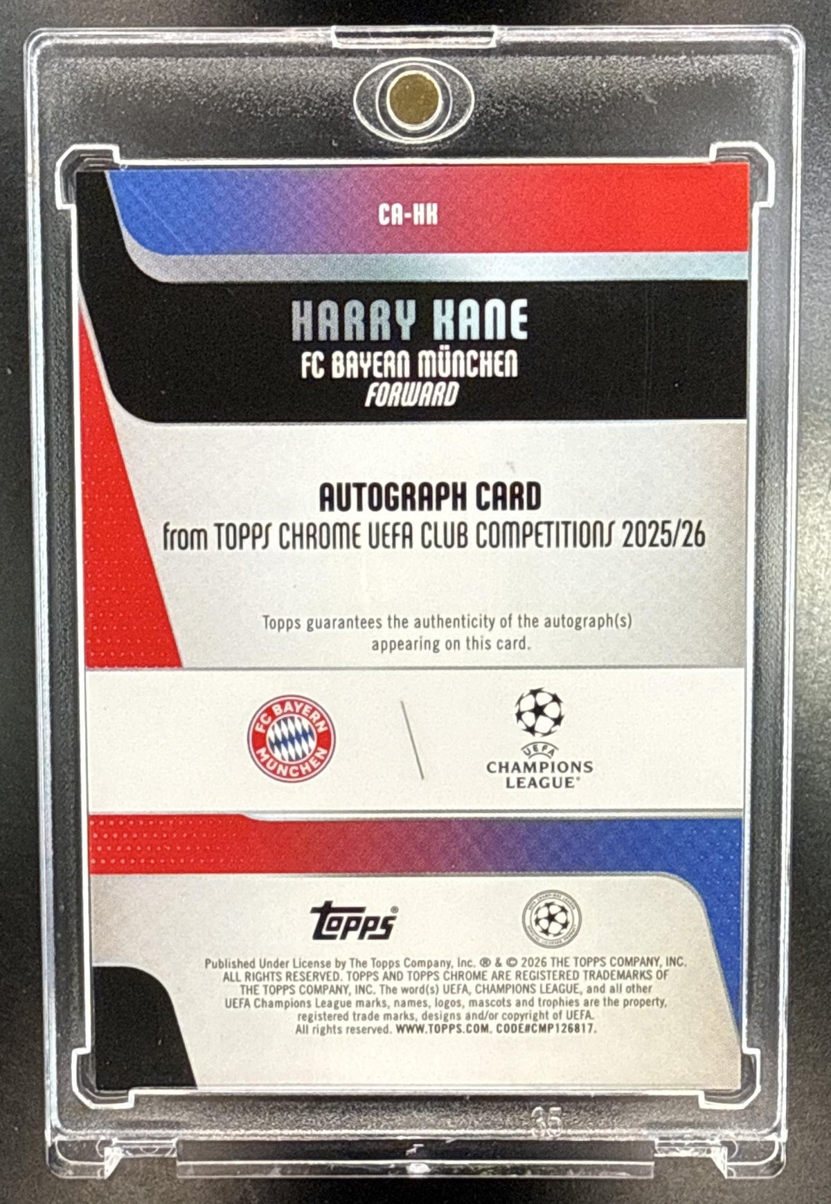 Harry Kane Topps Chrome UCC 2025-26 Orange Geometric /25 Auto FC Bayern Munchen