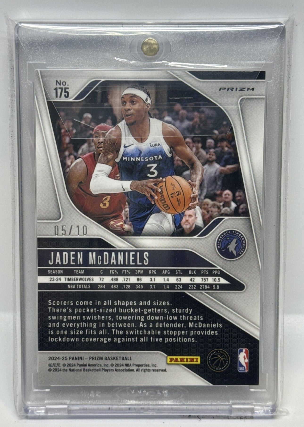 Jaden McDaniels Panini Prizm 2024-25 Gold /10 Minnesota Timberwolves