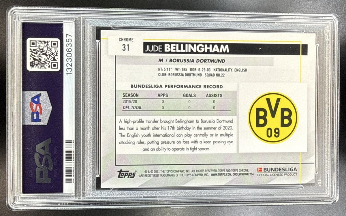 Jude Bellingham Topps Chrome Bundesliga 2020 RC PSA 10 Borussia Dortmund
