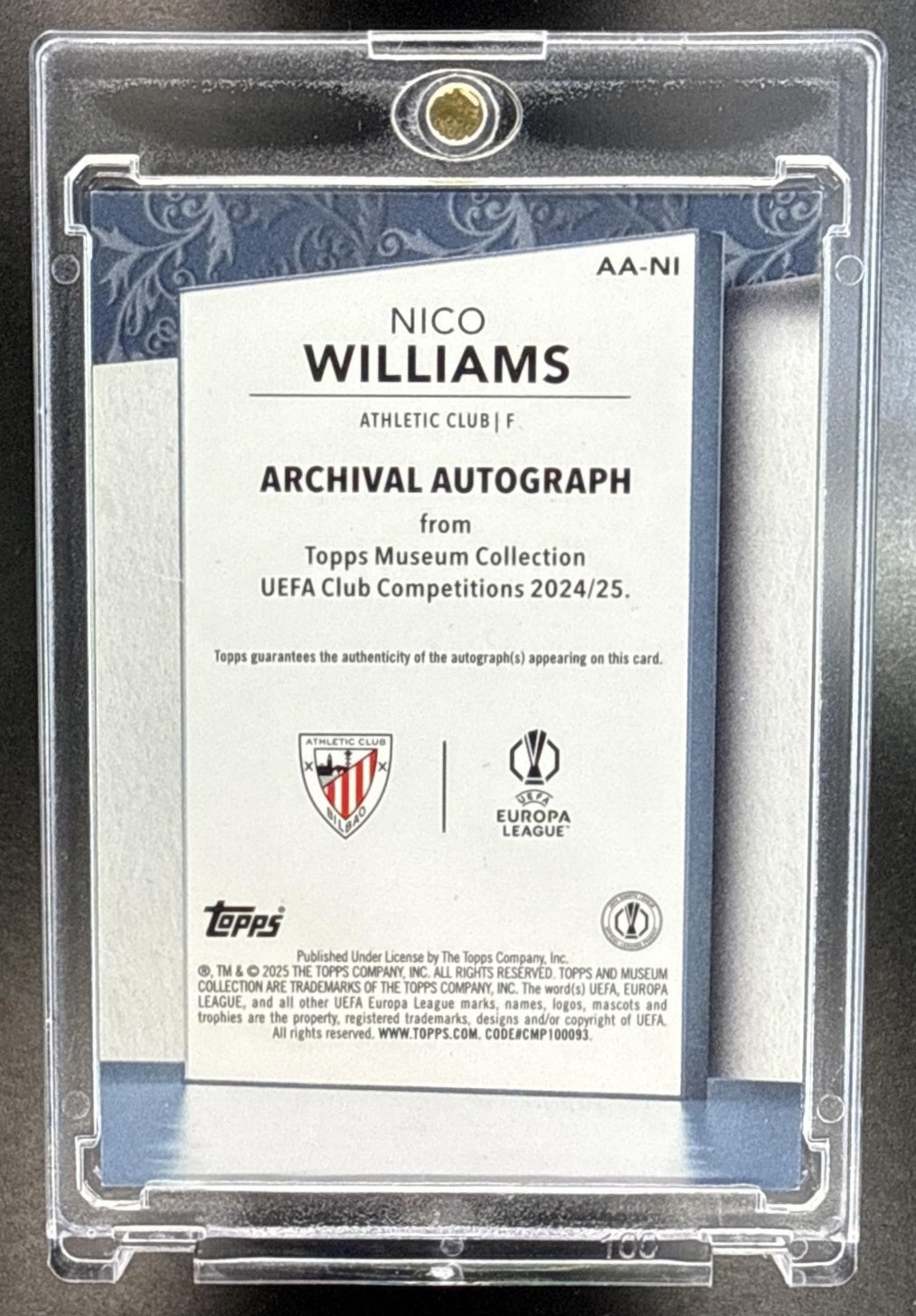 Nico Williams Topps Museum Collection UCC 2024-25 Black Diamond /10 Athletic