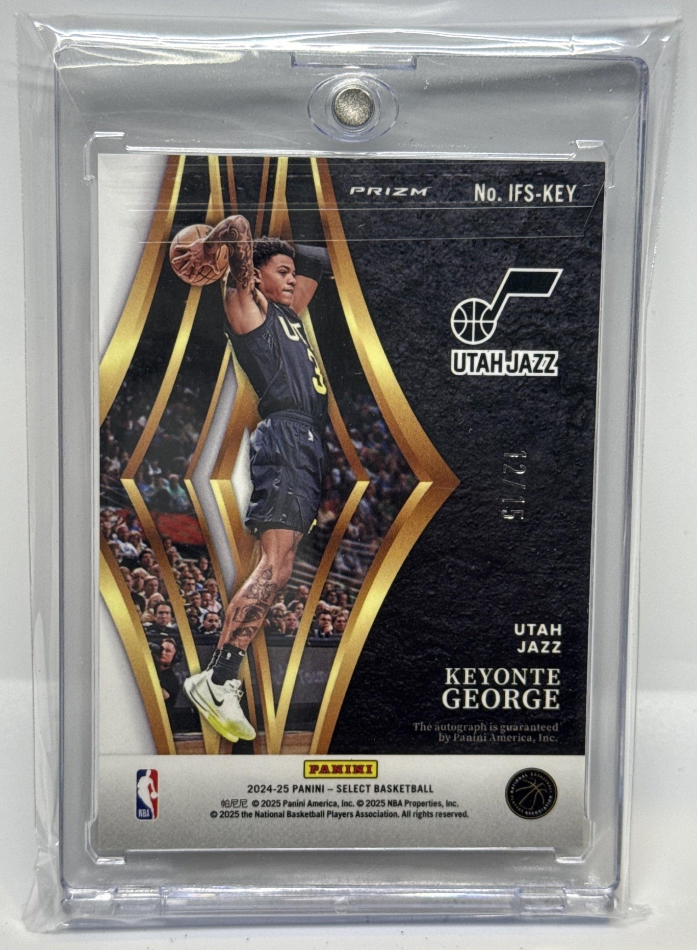 Keyonte George Panini Select 2024-25 Neon Purple Pulsar FOTL /15 Auto Utah Jazz