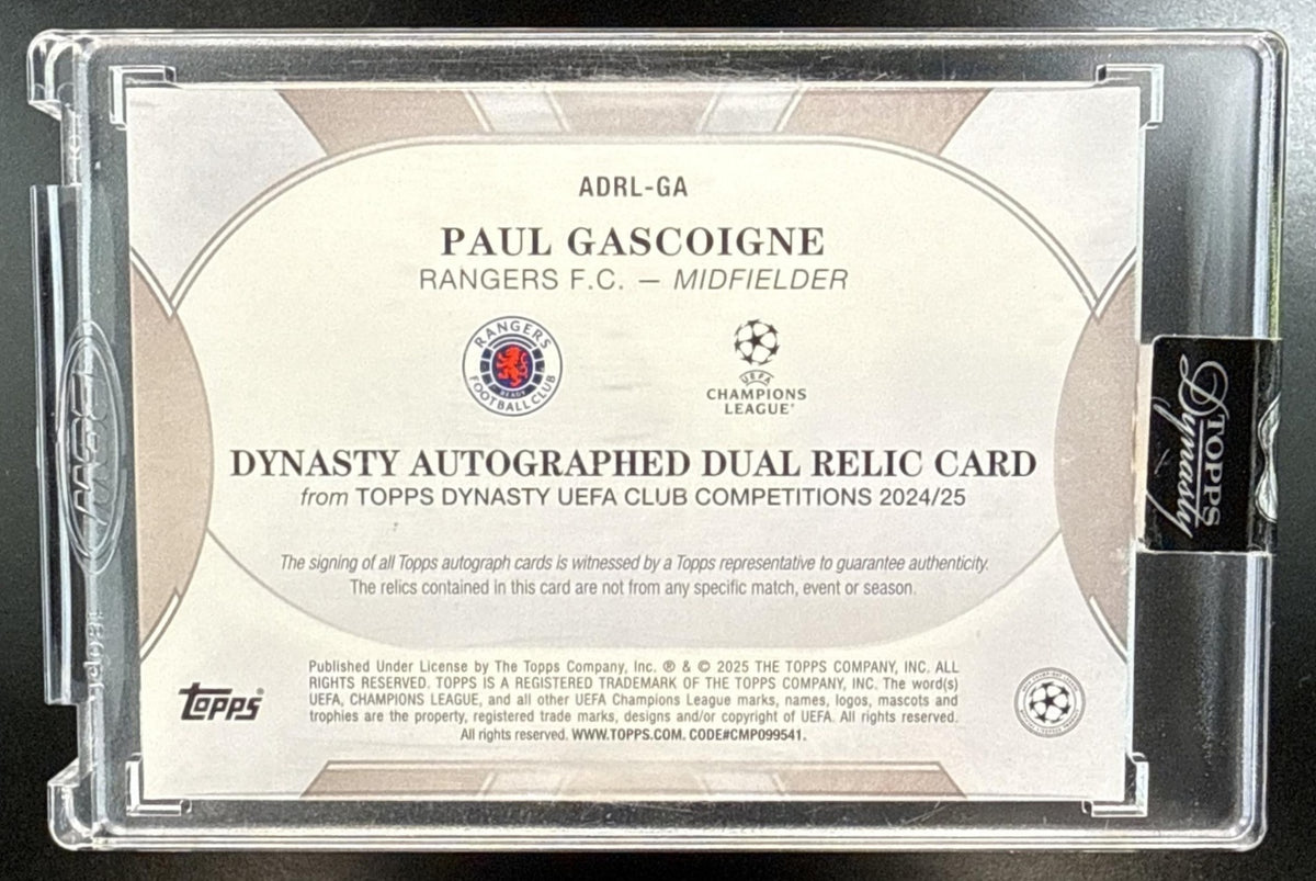 Paul Gascoigne Topps Dynasty UCC 2024-25 Auto Dual Relic Black /5 MEM