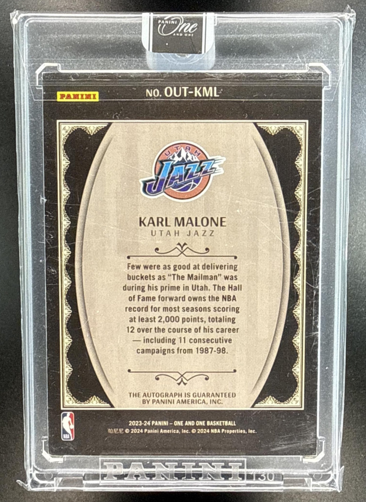 Karl Malone Panini One & One Basketball 2023-24 /49 Auto Utah Jazz
