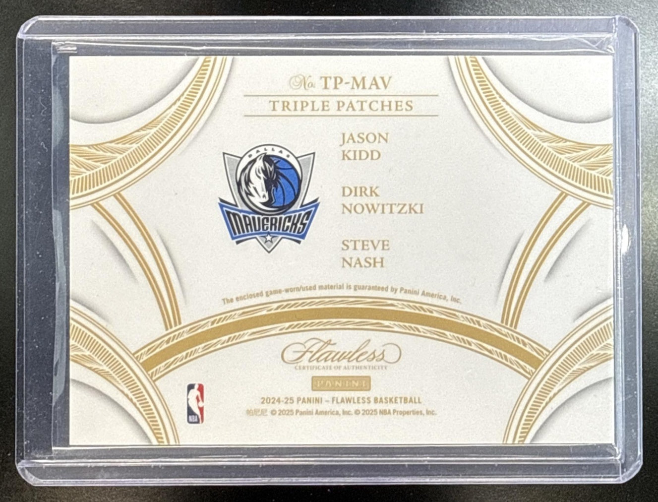 Kidd/Nowitzki/Nash Panini Flawless 2024-25 Emerald /5 Dallas Mavericks