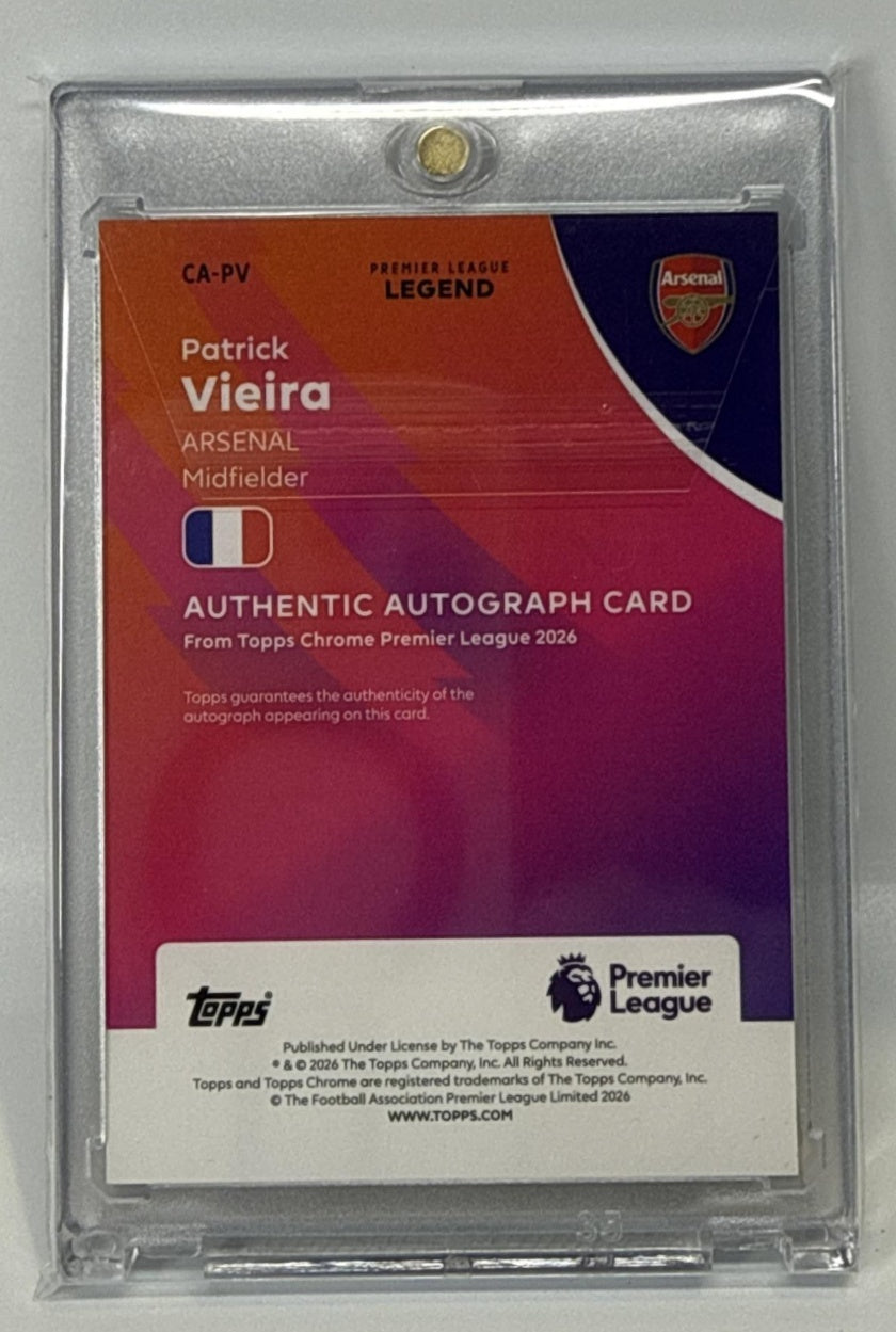 Patrick Vieira Topps Chrome PL 2026 Auto Purple Geometric Refractor /75 Arsenal