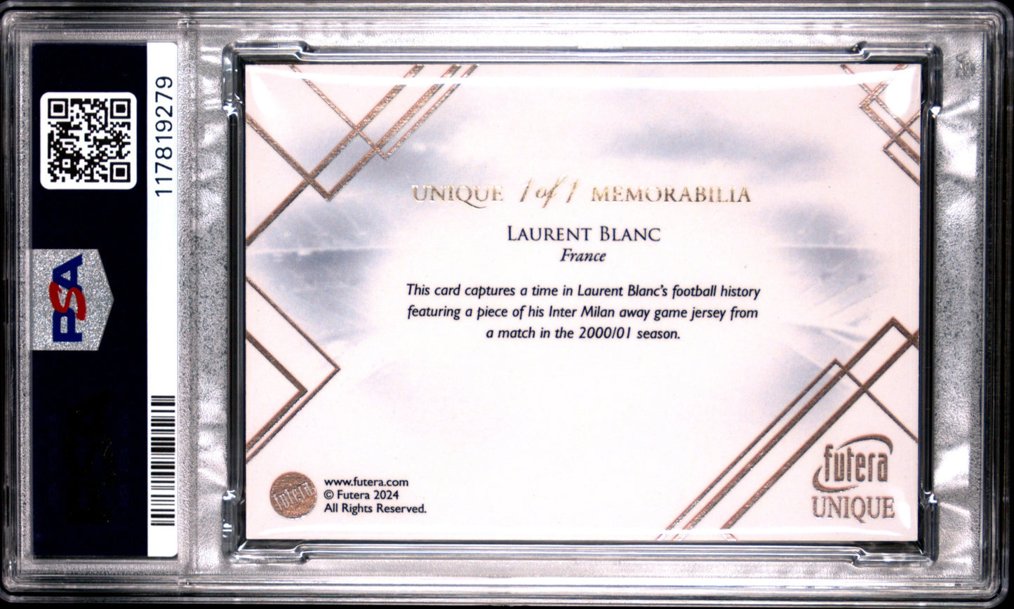 Laurent Blanc Futera Unique Nostalgia 2024 1/1 MEM PSA 10 France