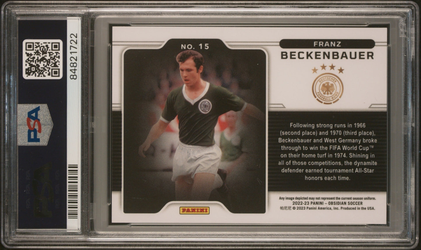2022 Panini Obsidian Franz Beckenbauer #15 Colorblast SSP Black PSA 10