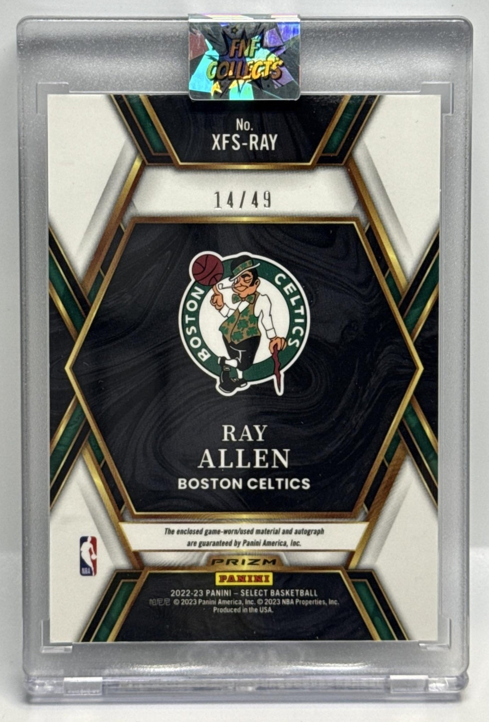 Ray Allen Panini Select 2022-23 Purple /49 MEM Auto Boston Celtics