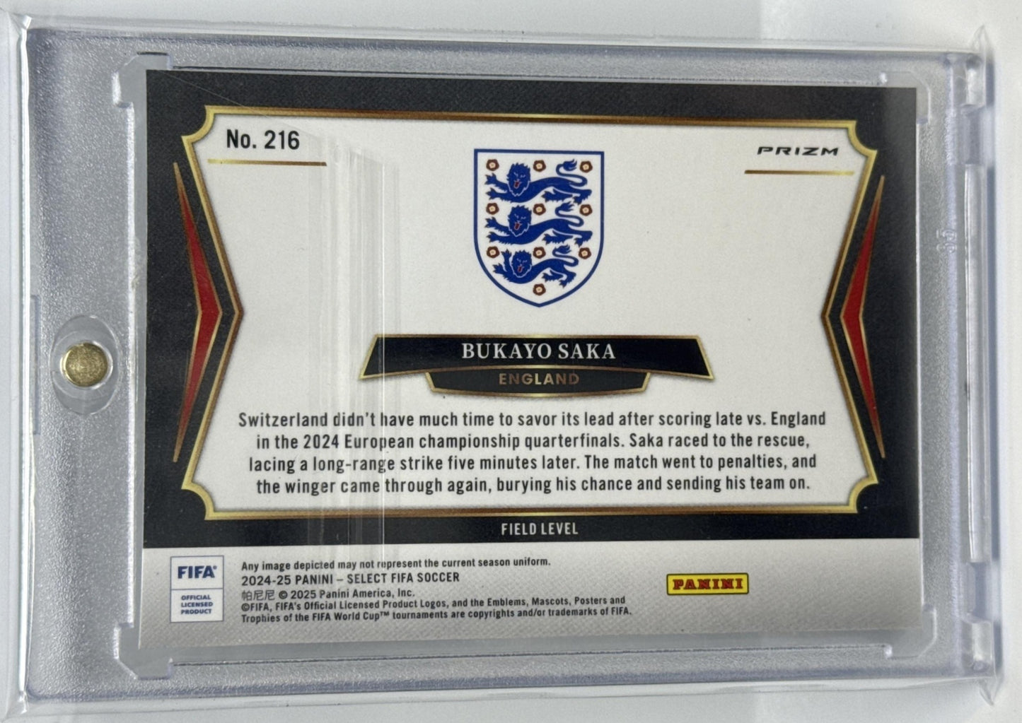 Bukayo Saka Panini Select FIFA 2024-25 Field White Sparkle England