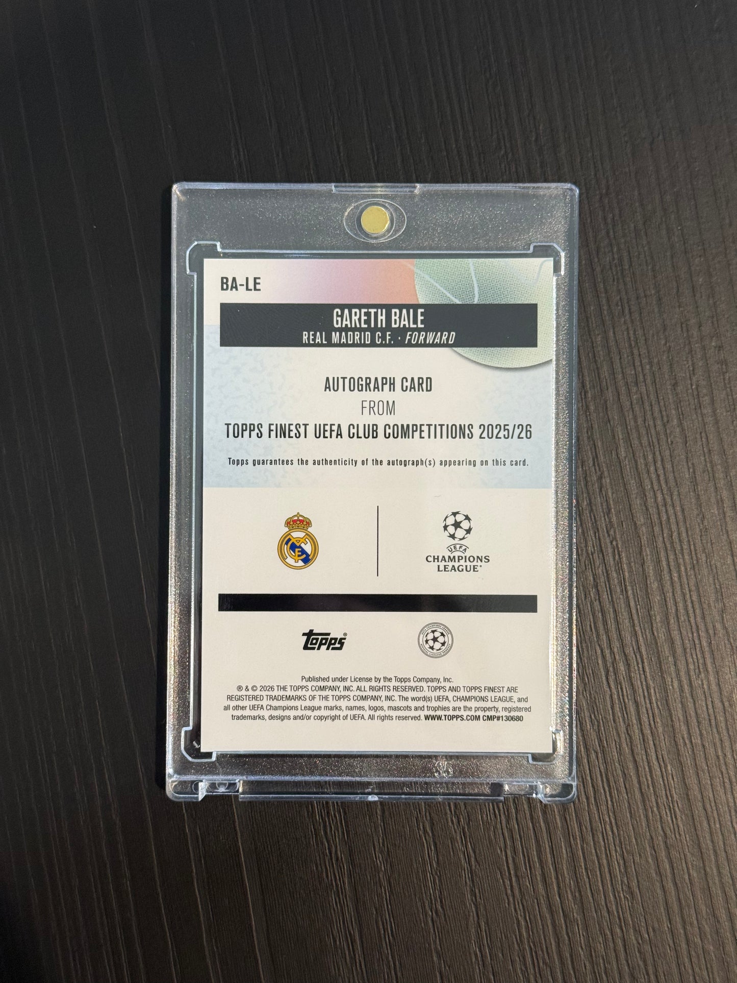 Gareth Bale Topps Finest UCC 2026 Green Wave Auto /99 Real Madrid