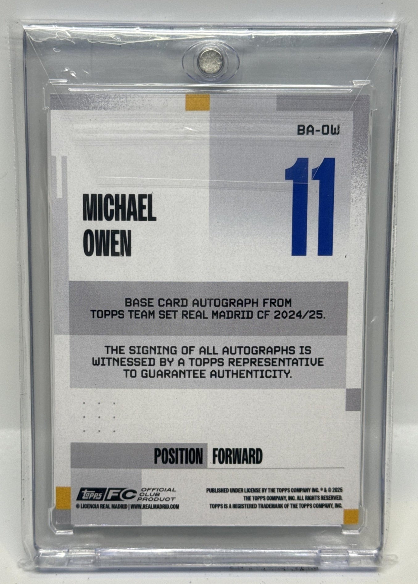 Michael Owen Topps Team Set Real Madrid C.F. 2024-25 Auto /99 Real Madrid C.F.