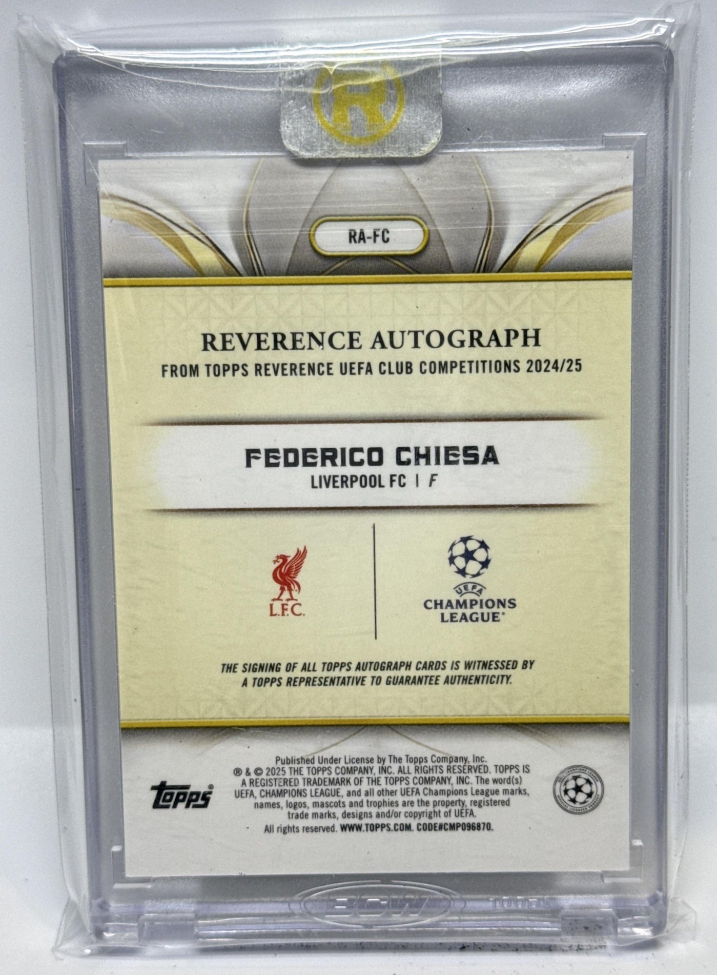 Federico Chiesa Topps Reverence UCC 2024-25 Auto Purple /50 Liverpool