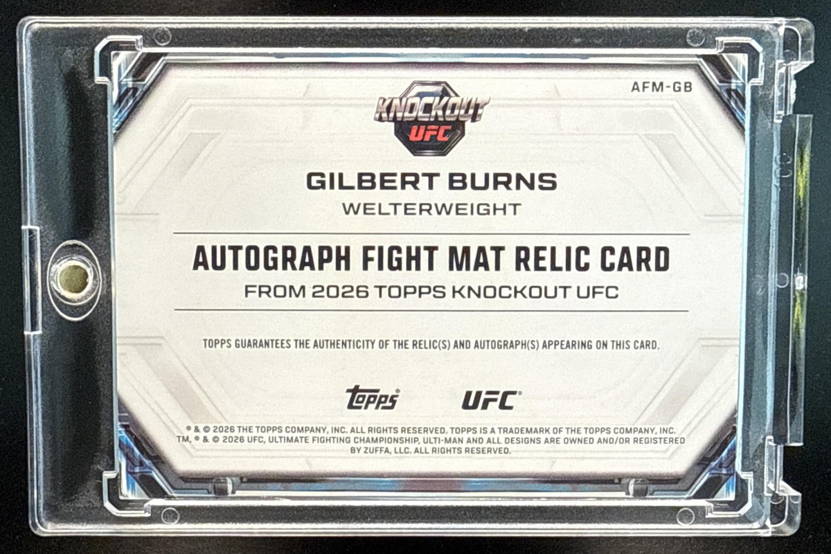 Gilbert Burns Topps Knockout UFC 2026 Auto Fight Mat Relics Red /25 MEM