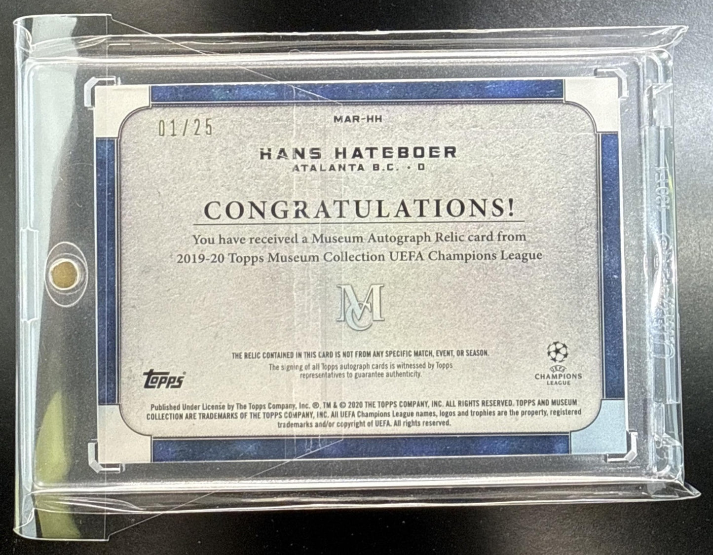 Hans Hataboer Topps Museum Collection Museum Auto Relic Ruby /25
