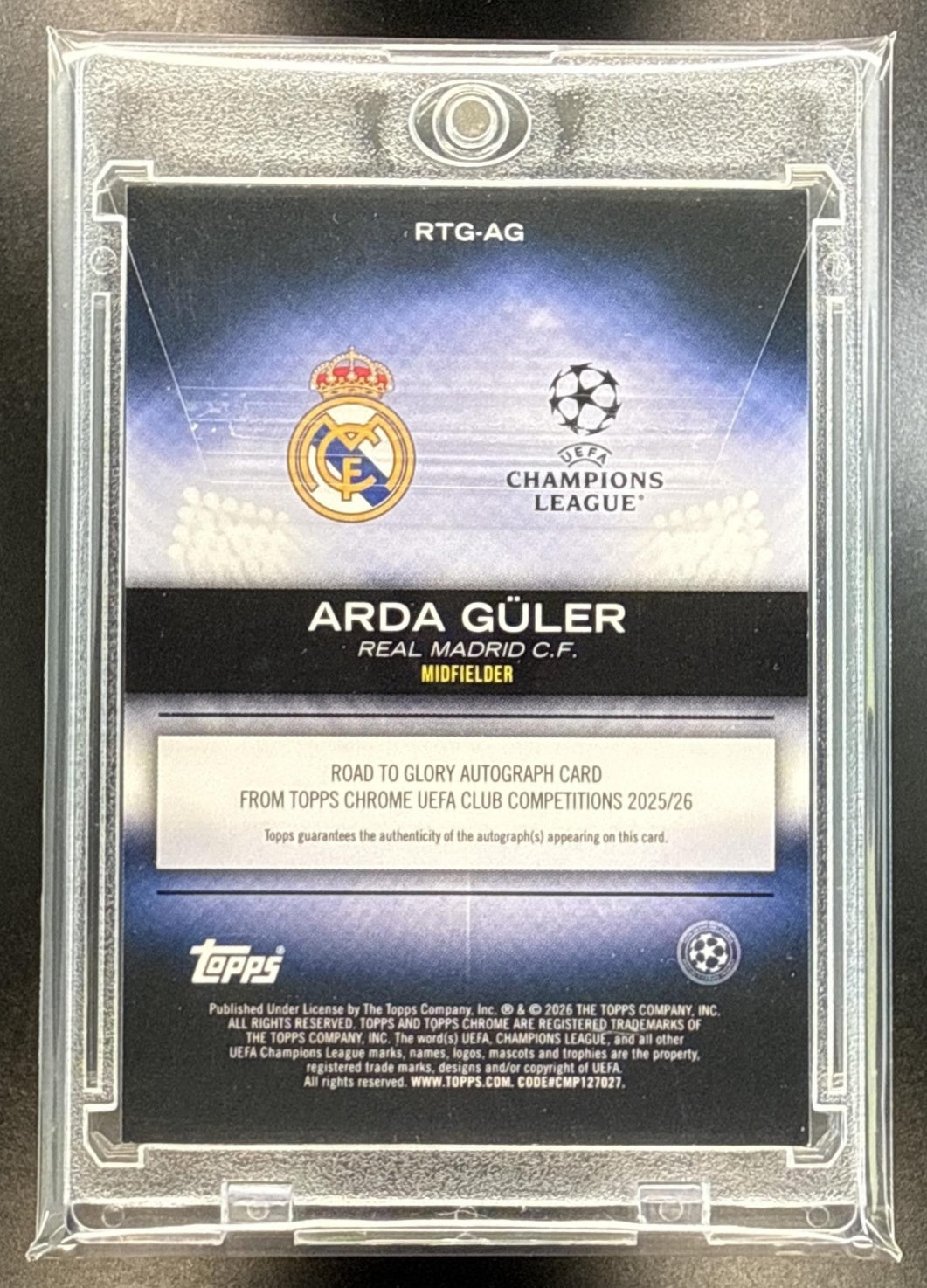 Arda Guler Topps Chrome UCC 2025-26 Purple Refractor /75 Auto Real Madrid C.F.
