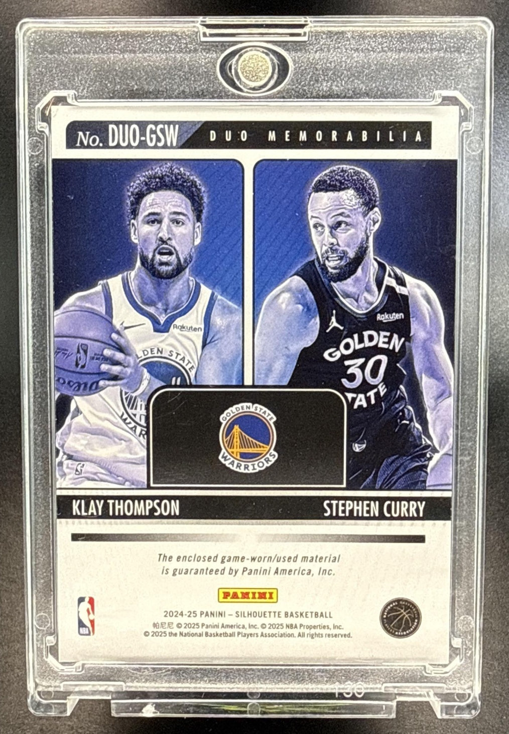 Klay Thompson Stephen Curry Panini Silhouette 2024-25 Duo Memorabilia