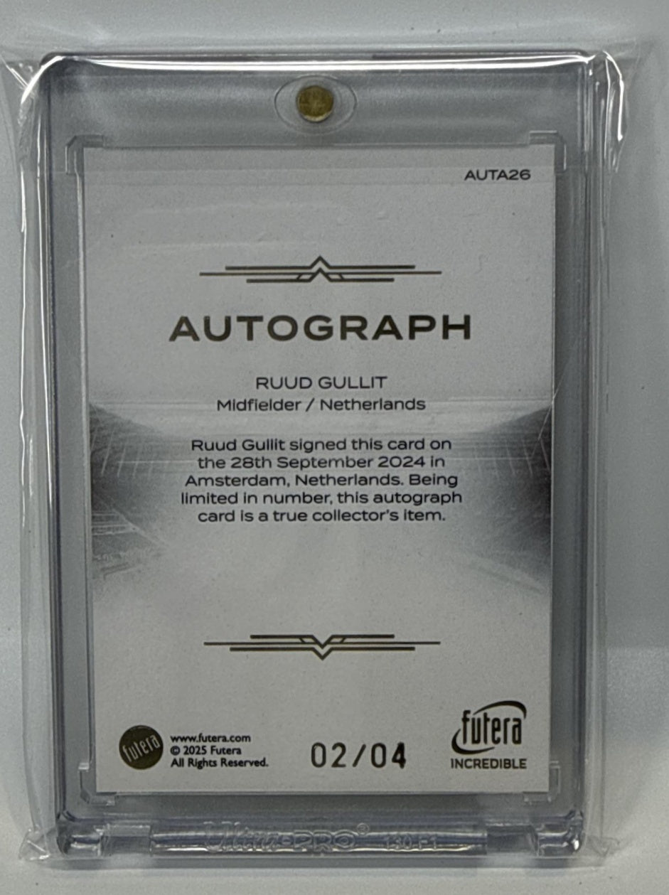 Ruud Gullit Futera 2025 23KT Gold Framed Auto /4 Netherlands