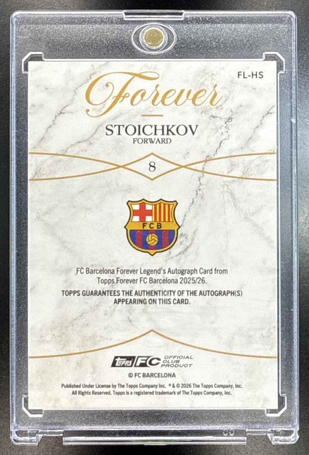 Hristo Stoichkov Topps FC Barcelona Forever Soccer 2025-26 Gold /50 Auto