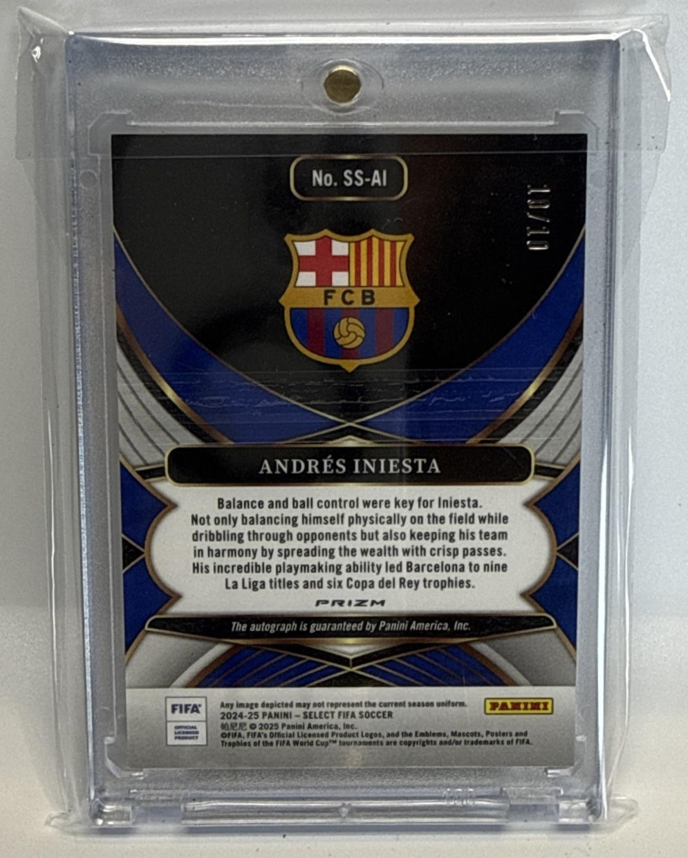 Andres Iniesta Panini Select FIFA 2024-25 Signatures Gold /10 Auto FC Barcelona