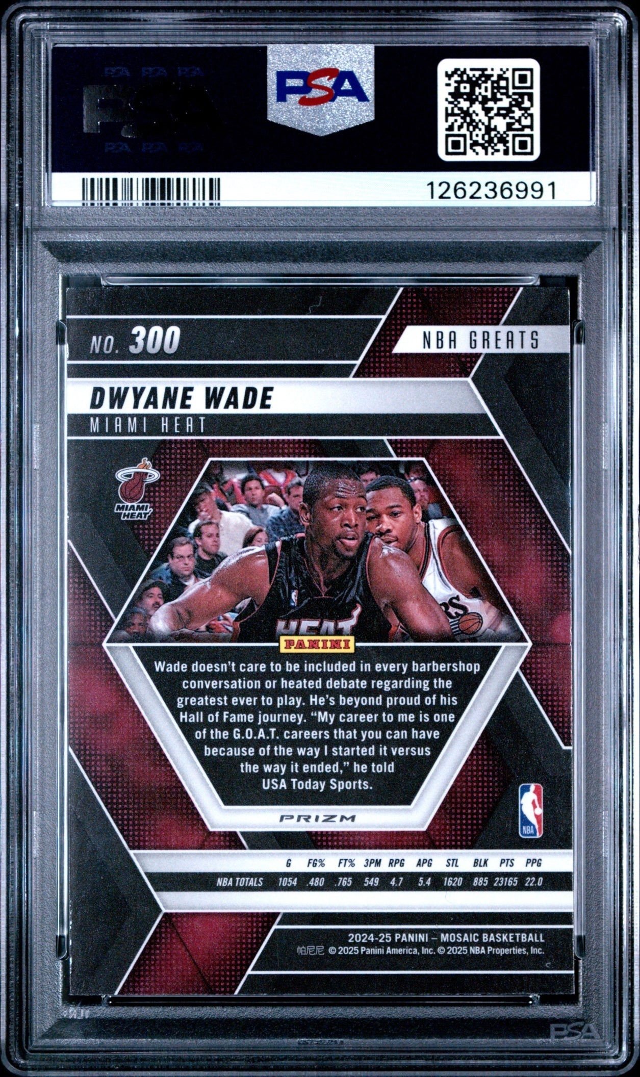 Dwyane Wade Panini Mosaic 2024-25 Glitter Mosaic NBA Greats PSA 9 Miami Heat