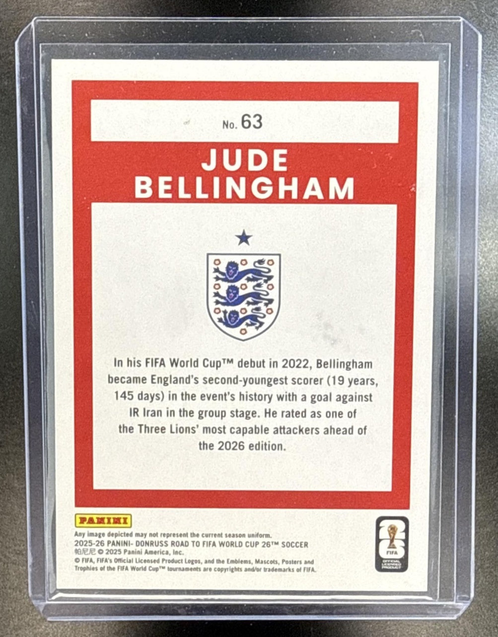 Jude Bellingham Panini Donruss Road to FIFA World Cup 26' Purple /25 England