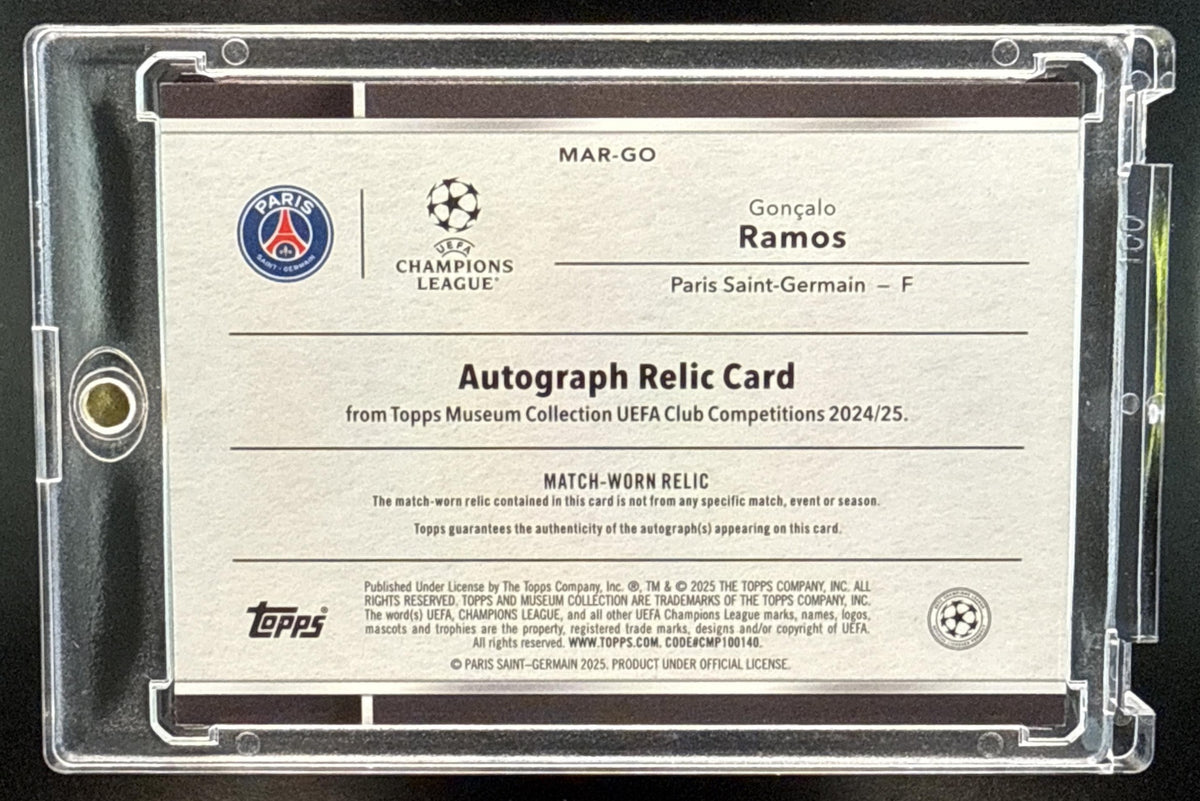 Goncalo Ramos Topps Museum Collection UCC 2024-25 Black /10 Auto Paris Saint-Germain