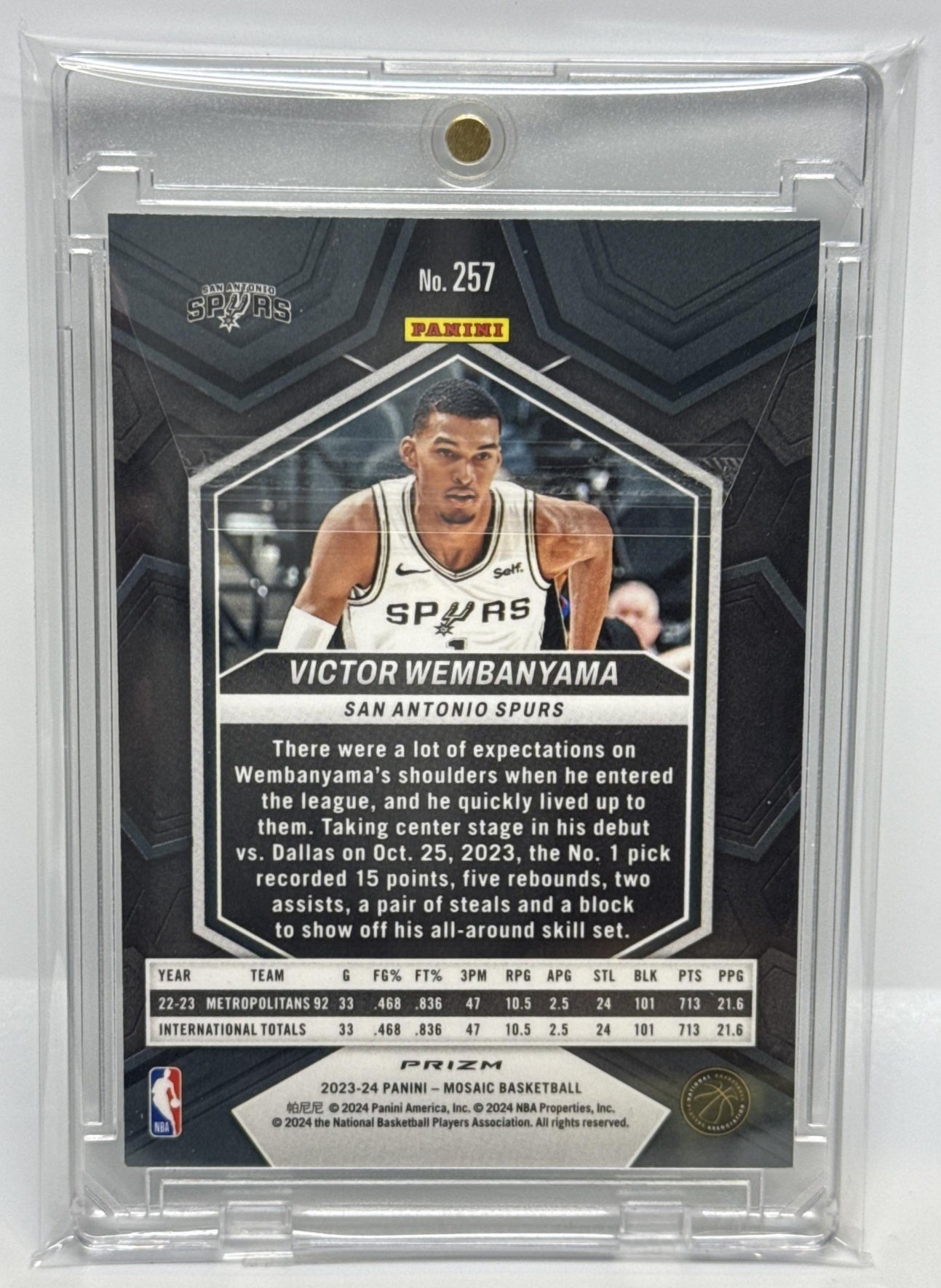 Victor Wembanyama Panini Mosaic 2023-24 Green Mosaic NBA Debut San Antonio Spurs