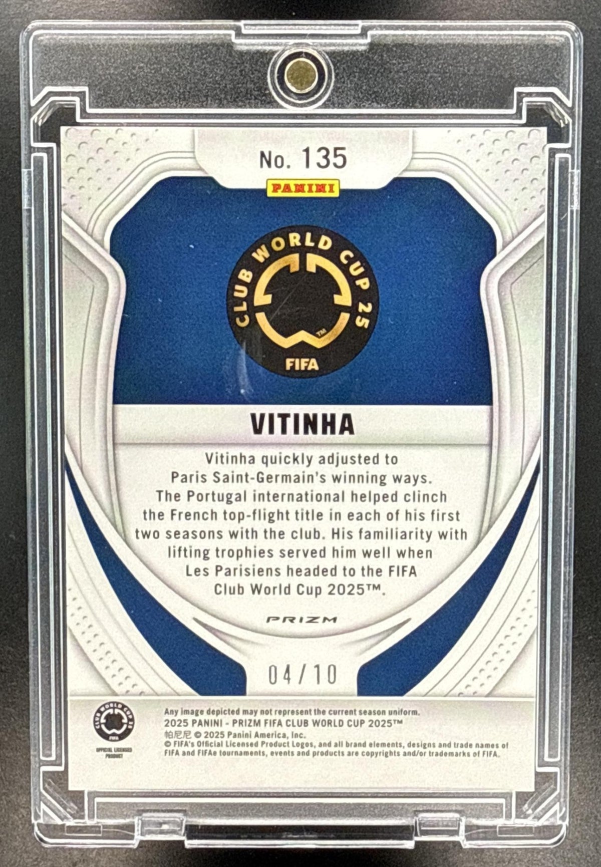 Vitinha Panini Prizm FIFA Club World Cup 2025 Gold /10 Paris Saint-Germain