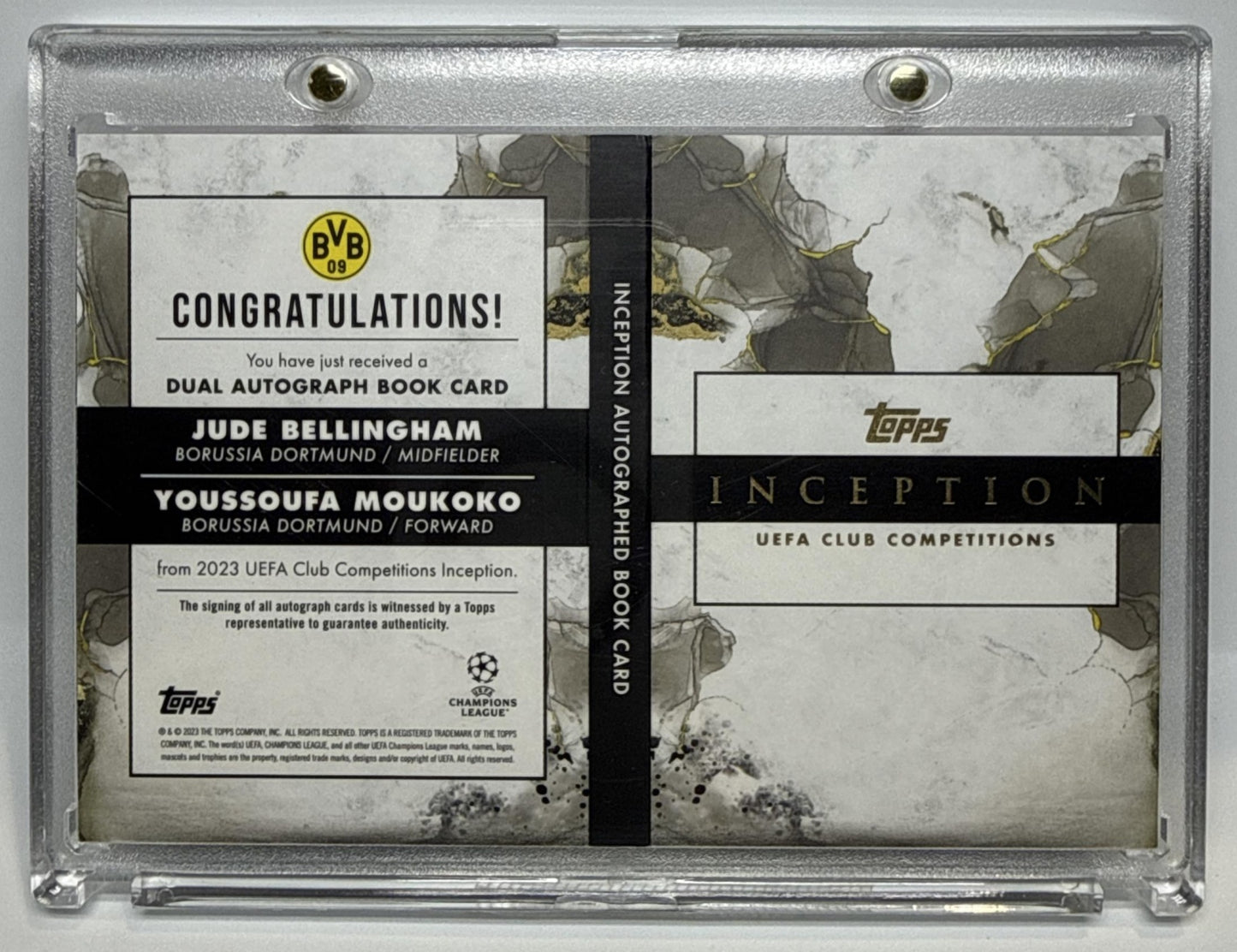Bellingham/Moukoko Topps Inception UCC '22 Dual Auto Book /10 Borussia Dortmund