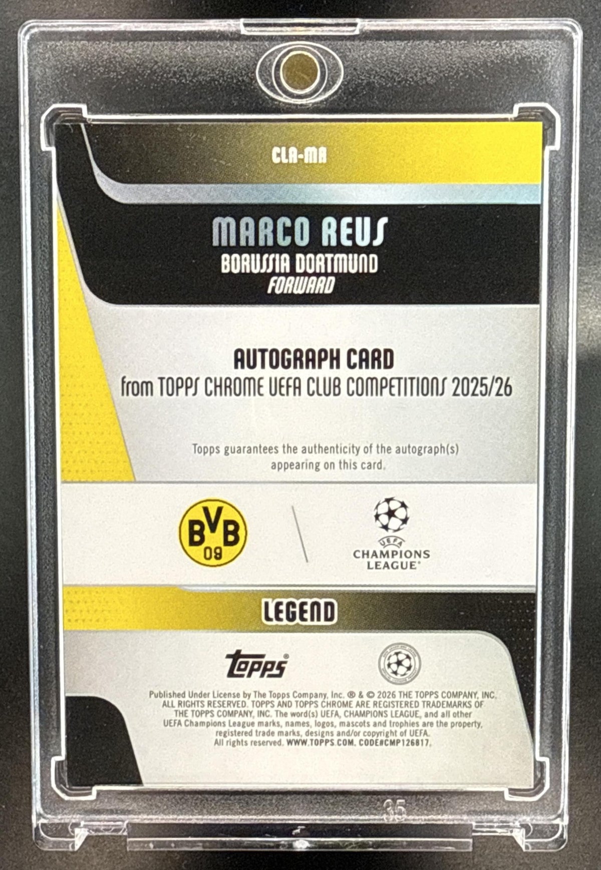 Marco Reus Topps Chrome UCC 2025-26 Gold Refractor /50 Auto Borussia Dortmund