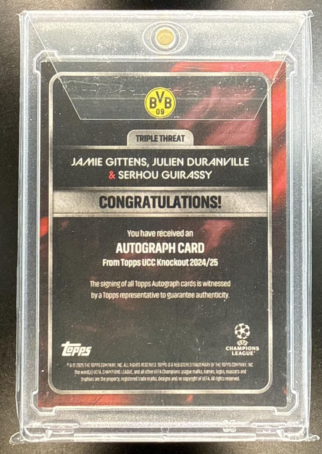 Gittens/Duranville/Guirassy Topps UCC Knockout 2024 /10 Auto Borussia Dortmund