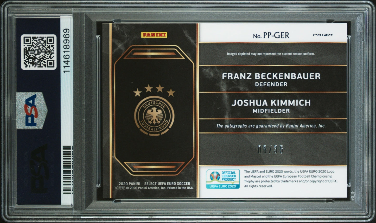 Kimmich/Beckenbauer Select UEFA Euro 2020-21 Purple Prizm /35 Auto PSA10 Germany
