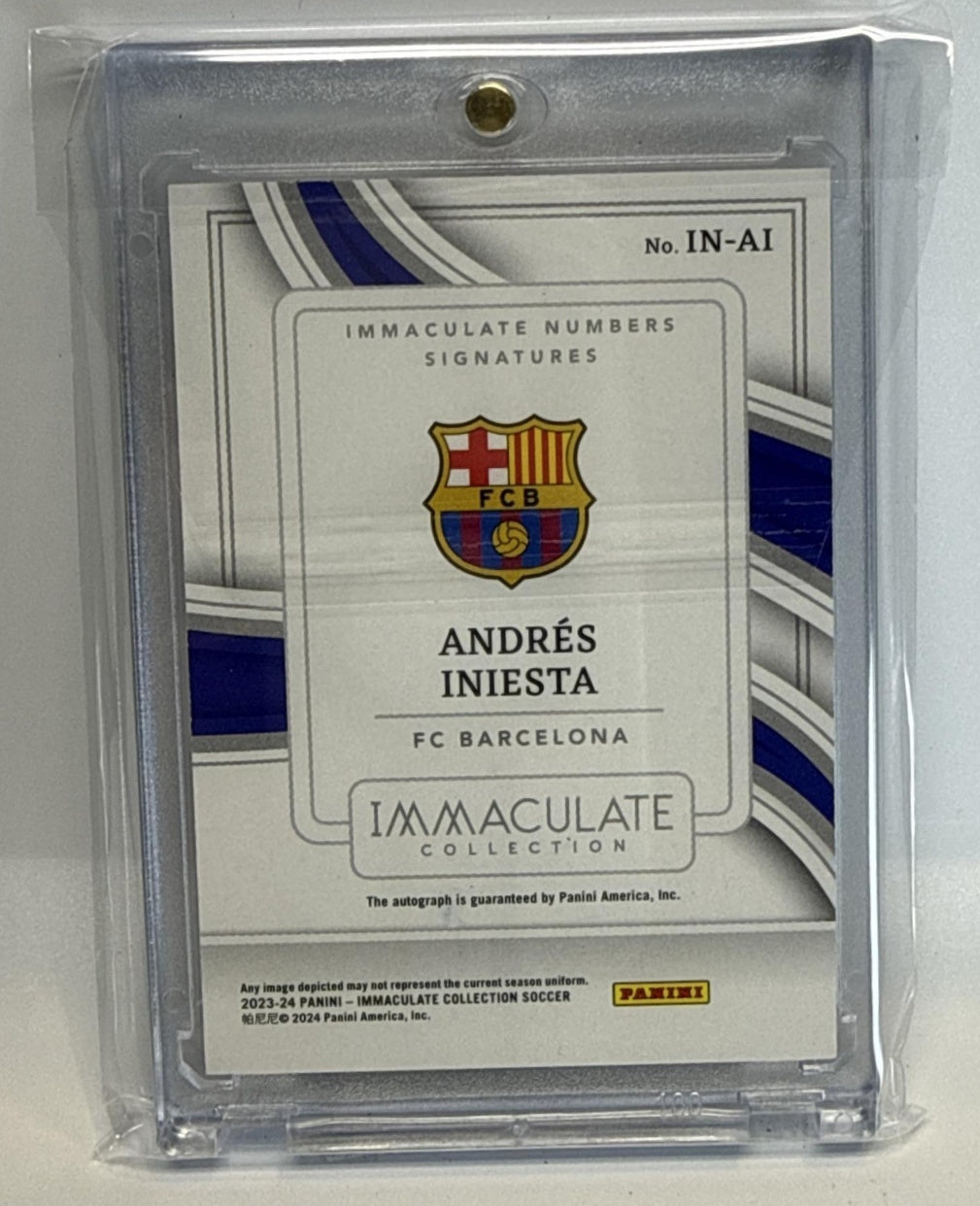 Andres Iniesta Panini Immaculate Collection 2023-24 Ruby /10 Auto FC Barcelona