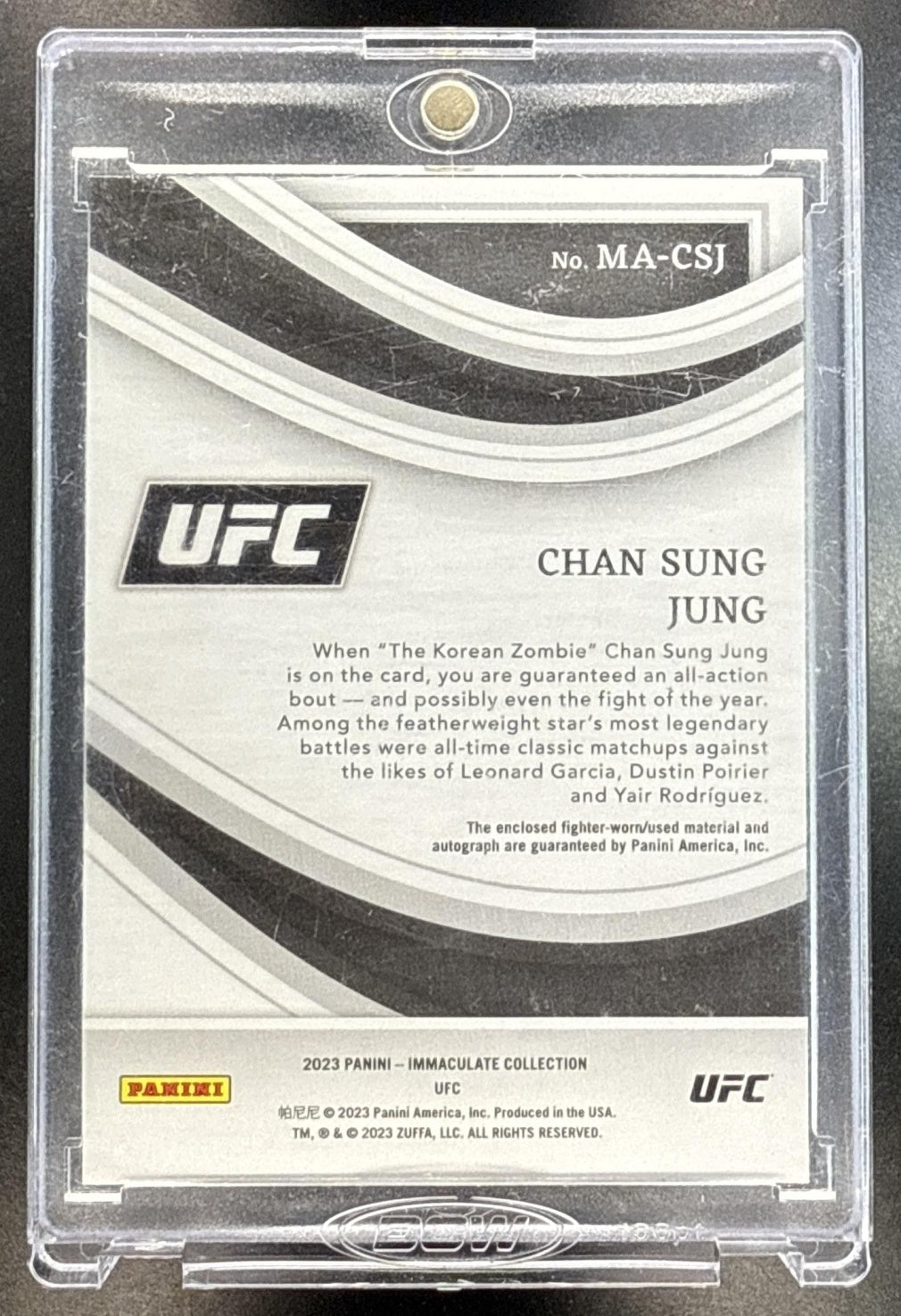Chan Sung Jung Panini Immaculate Collection UFC 2023 Gold /10