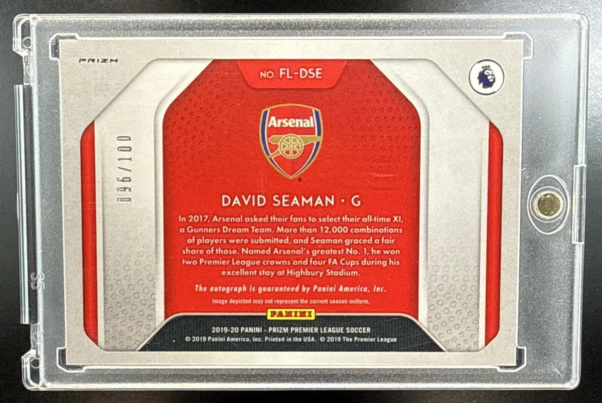 David Seaman Panini Prizm PL 2019 Breakaway /100 Auto Arsenal FC