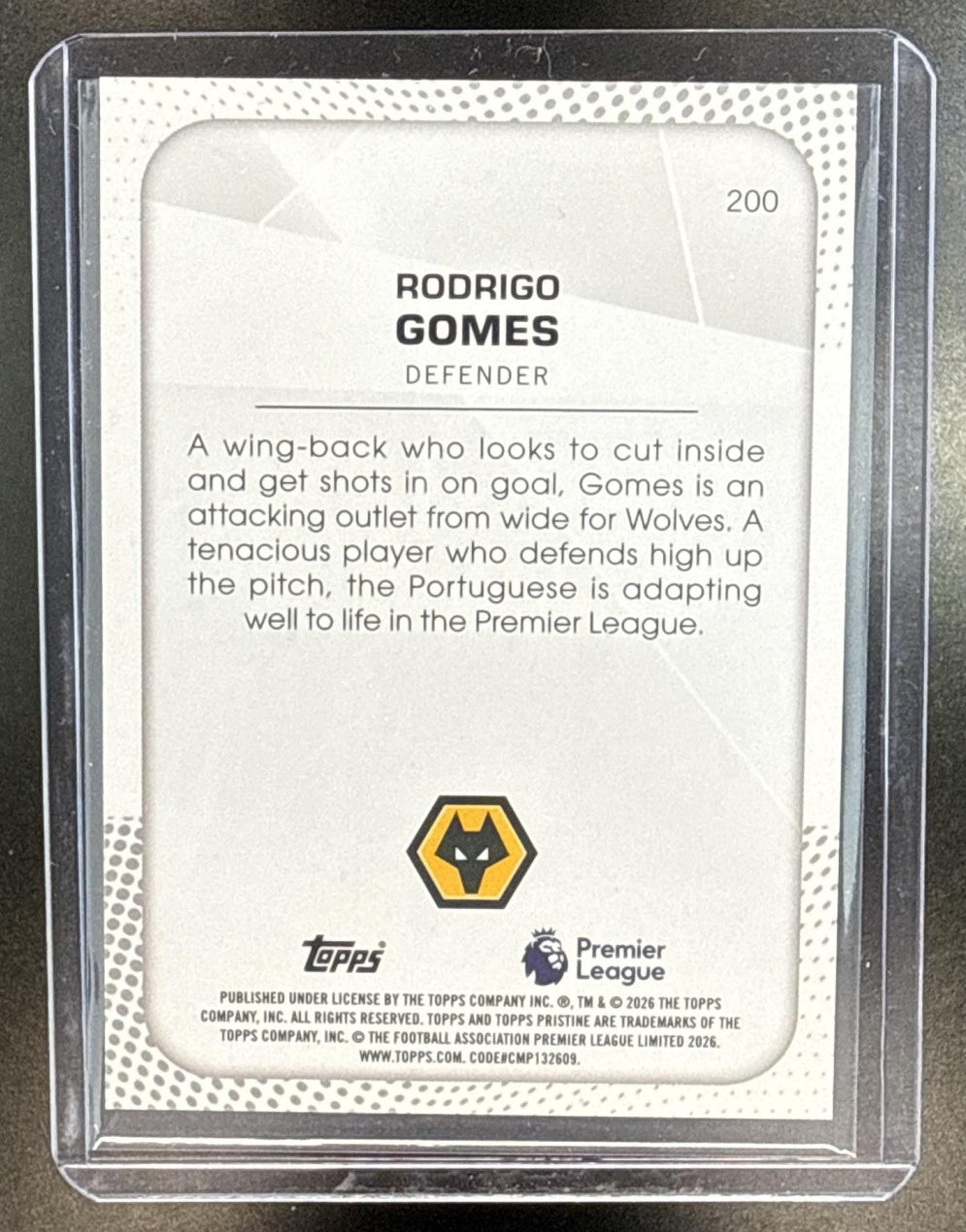 Rodrigo Gomes Topps Pristine PL 2025-26 Trophy Malachite /10 Wolverhampton