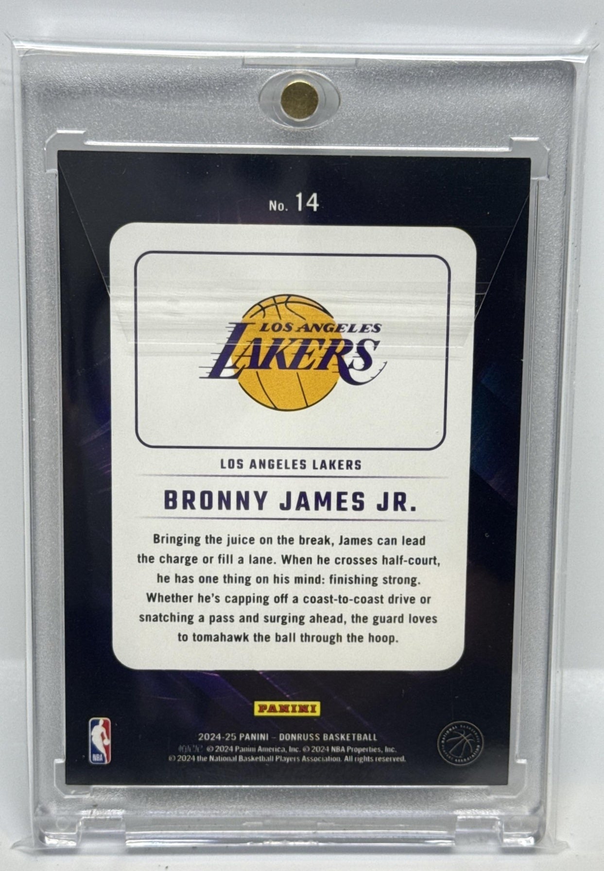 Bronny James Jr. Panini Donruss 2024-25 Night Moves RC Los Angeles Lakers