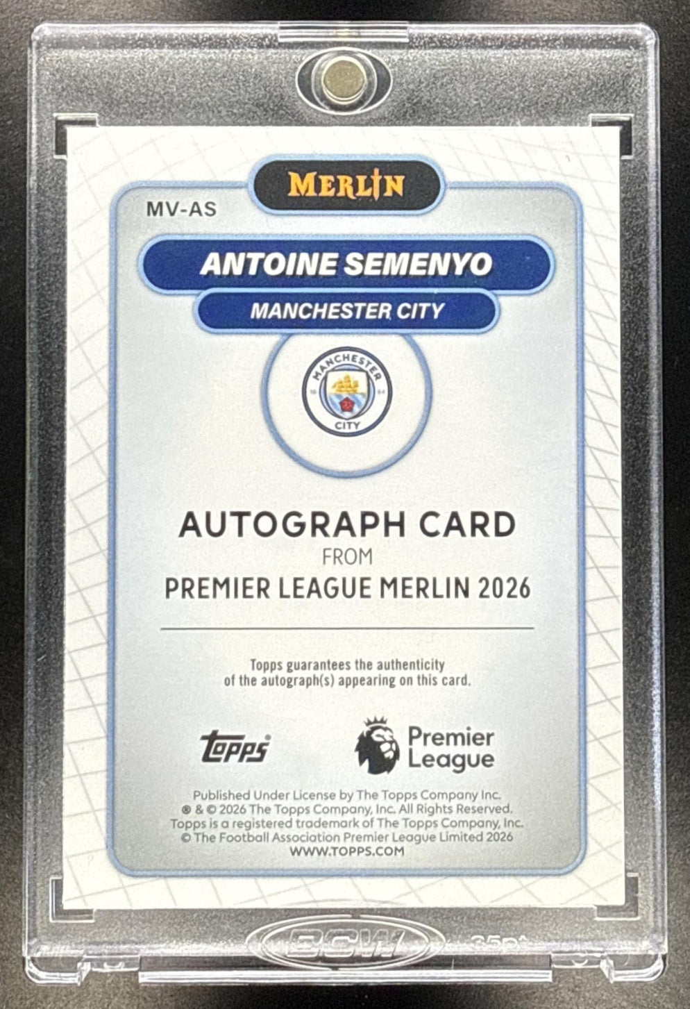Antoine Semenyo Topps Merlin PL 2026 Auto Green Refractor /99 Manchester City