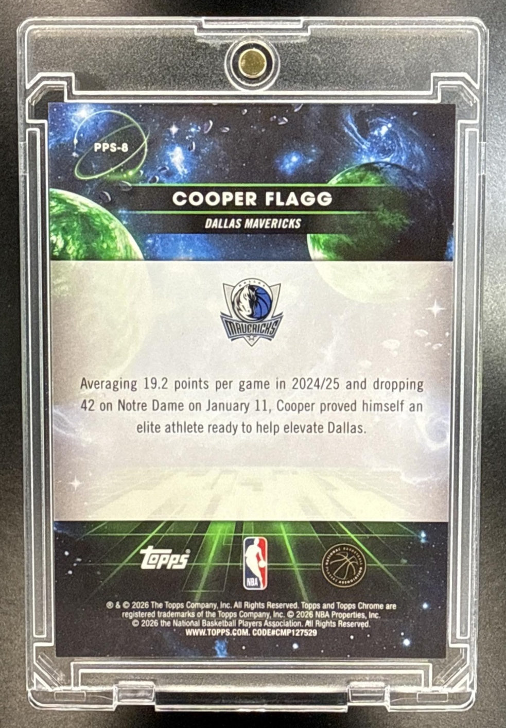 Cooper Flagg Topps Cosmic Chrome 2025-26 Sun RC SSP Dallas Mavericks