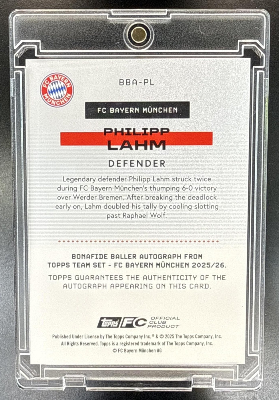 Philipp Lahm Topps FC Bayern Munchen Set 2025-26 Bona Fide Auto /35 FC Bayern