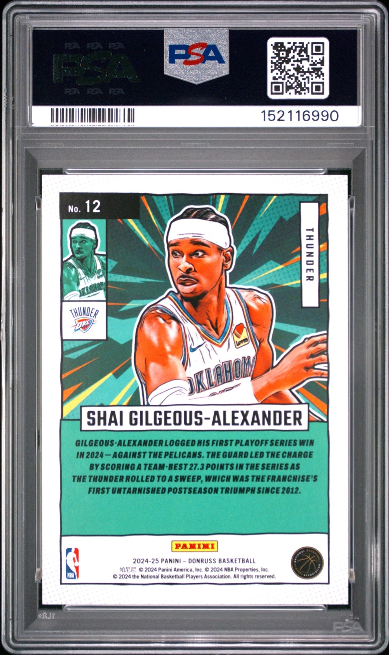 Shai Gilgeous-Alexander Donruss 2024-25 Intl Blue Stars /99 PSA 10 Thunder