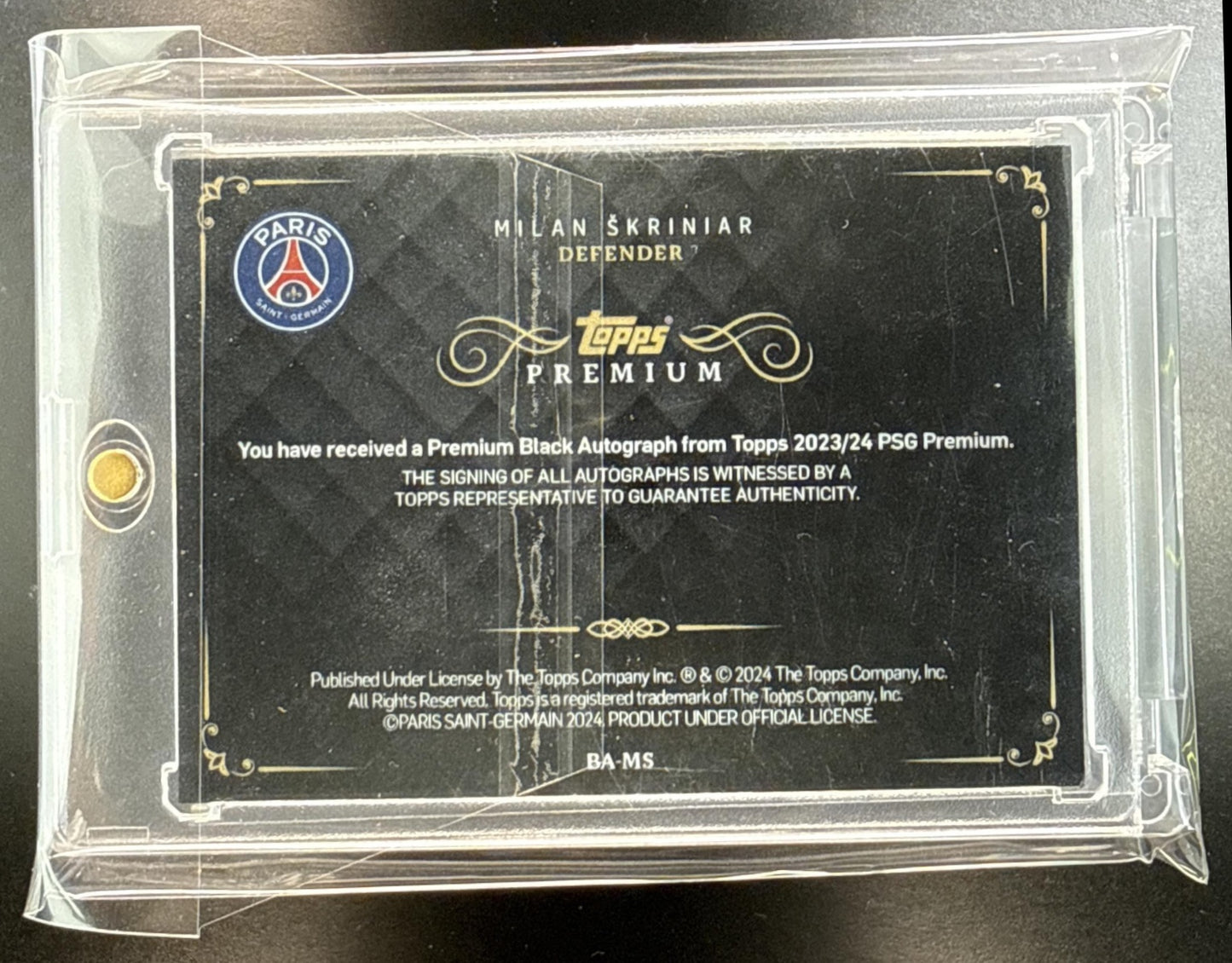 Milan Skriniar Topps PSG Premium 2023-24 Auto 1/1 PSG