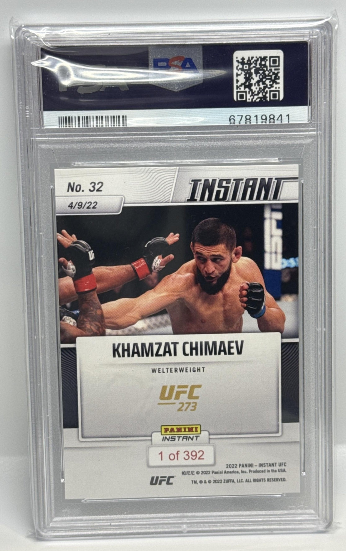 Khamzat Chimaev Panini Instant UFC 2022 PSA 10