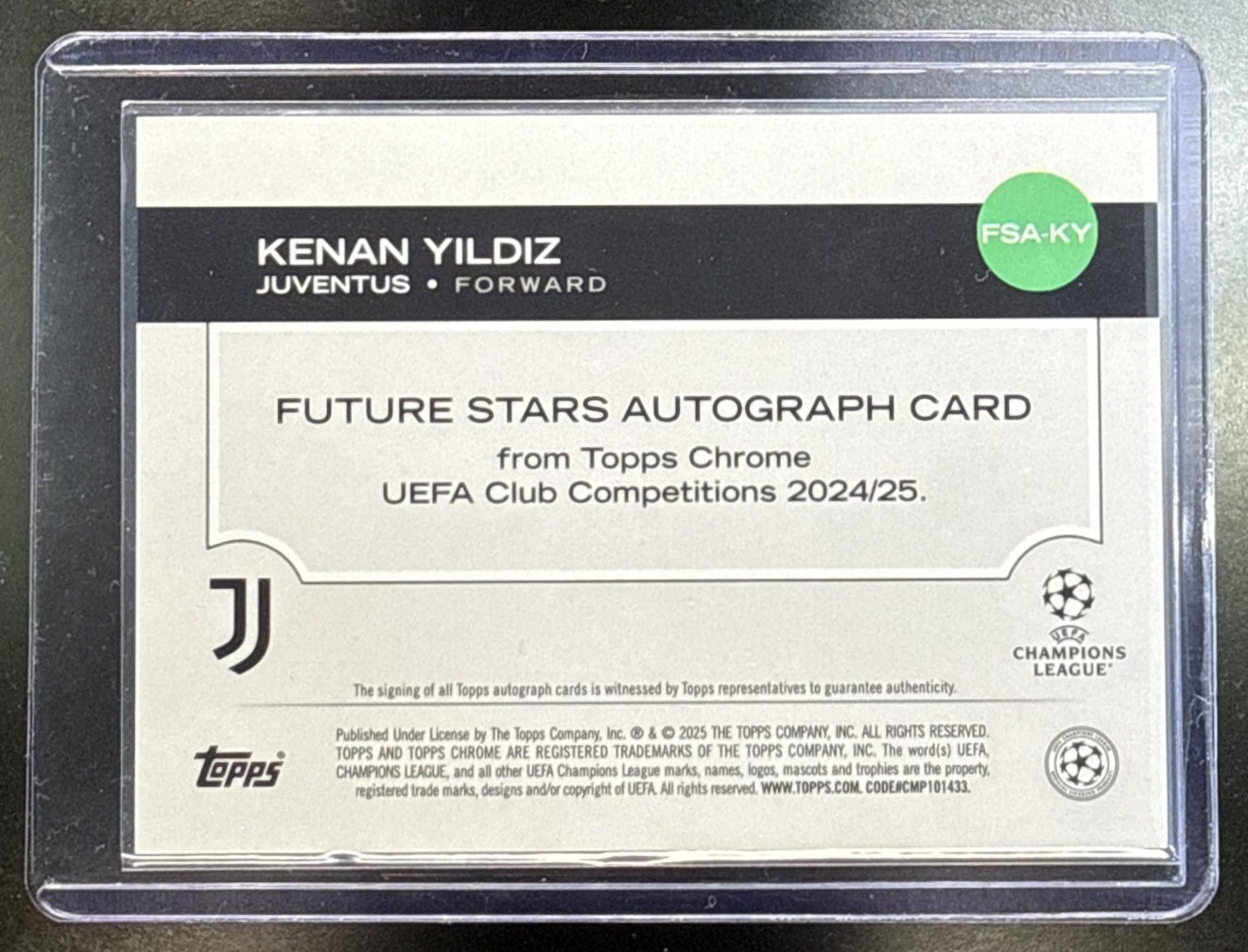 Kenan Yildiz Topps Chrome UCC 2024-25 Pink Refractor /250 Auto Juventus