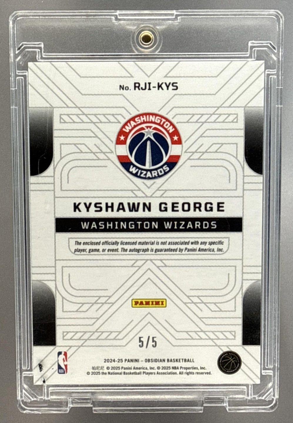 Kyshawn George Obsidian 2024-25 EE Deep Sea Mojo /5 Auto RC Washington Wizards