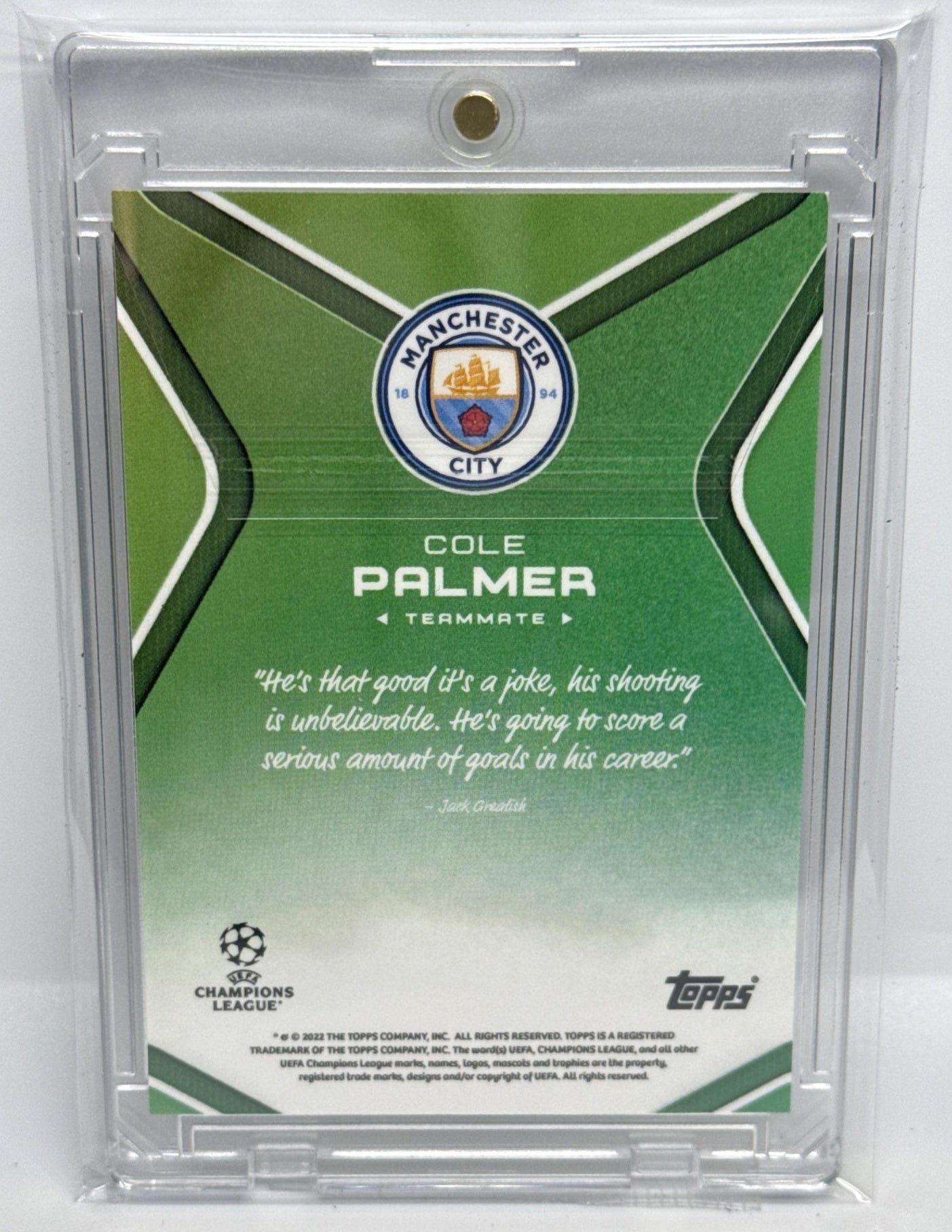 Cole Palmer Topps Jack Grealish Platinum Curated UCC 2022 /99 Manchester City