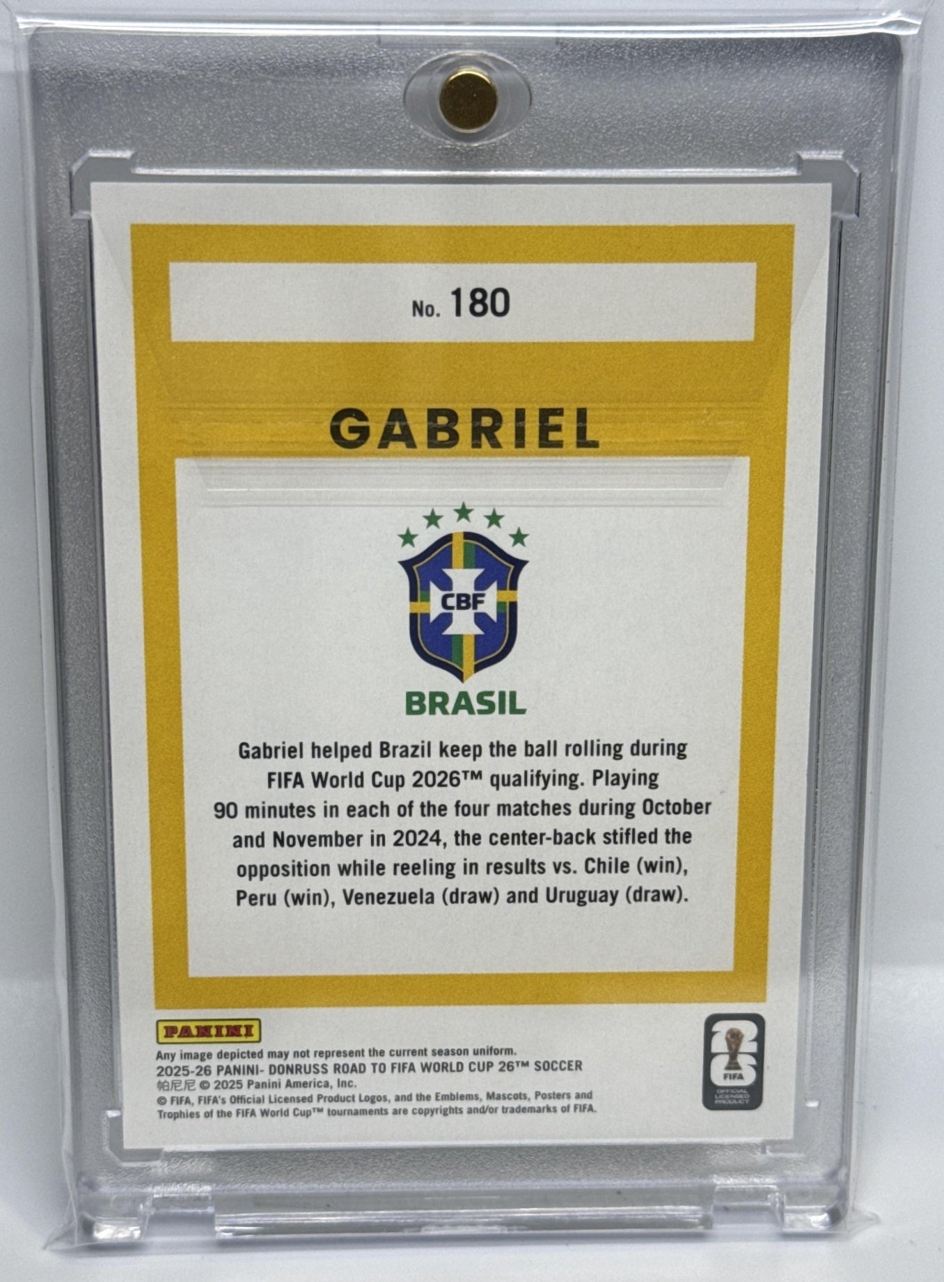 Gabriel Donruss Road to FIFA World Cup 26' 2025-26 Gold Glitter /10 Brazil